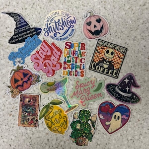 Sticker for Laptop-Kindle-Hydroflask-Waterproof & Laminated - Ghosts, Pumpkins, Jack Skellington, Magic, Witch Hat, Margaritas