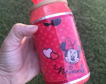 Minnie Mouse - Glass Can Cup-READY TO SHIP