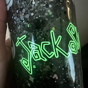 Jack Skellington Snacks - Glow! 20 0z Snowglobe Glass Can Cup - READY TO SHIP