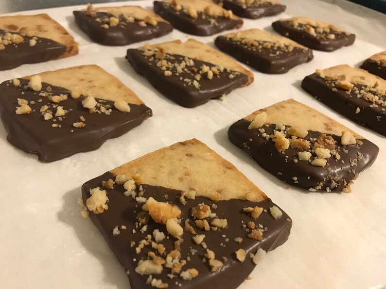 Macadamia Nut Shortbread Cookies Dipped in Chocolate Baked Etsy