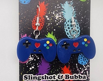 Video game controller earrings - Blue