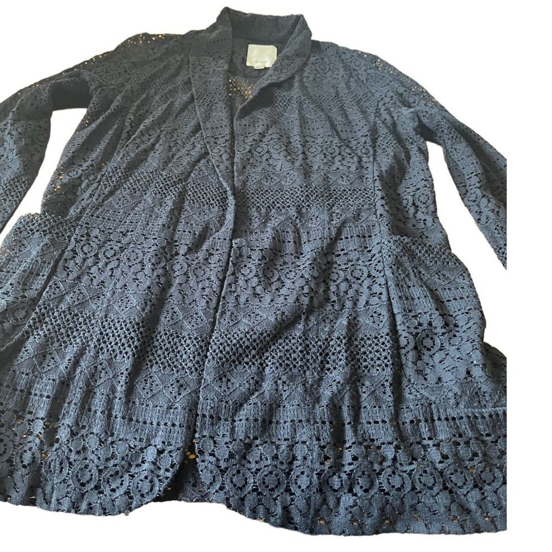 Elevenses Open Front Black Beach Cover Up Size Small Etsy