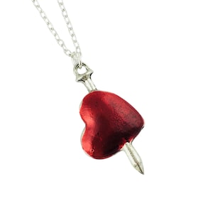 Heart Necklace, Bleeding Heart, Bloody Gothic Jewellery valentines day gift for girlfriend wife spooky pierced heart witchy horror halloween