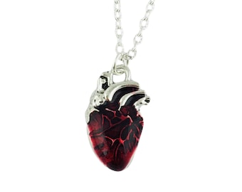 Collana con cuore anatomico rosso, gioielli gotici, regalo di San Valentino per fidanzata/moglie, gioielli da vampiro, costume di Halloween, strega/occulto