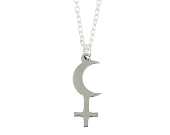 Lilith Necklace, crescent moon pendant, feminist necklace, gothic jewellery, witchy witch necklace goddess and demon astrology symbol choker
