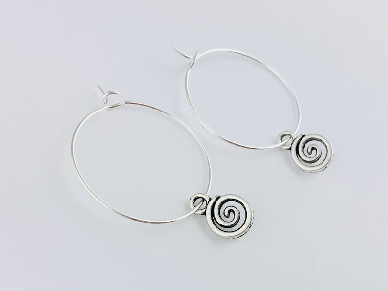 Dainty Spiral Hoops, Swirl Hoop Earrings, the Sacred Spiral Symbol