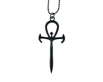 Collana Ankh Nera, Croce Egiziana Chiave della Vita, Gioielli Gotici, Vampiro Costume di Halloween strega stregoneria stregoneria occulto talismano pagano