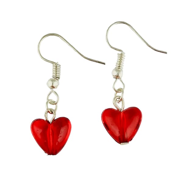 Red Heart Drop Earrings, Anniversary Gift for her, Birthday gift girlfriend wife, kawaii jewellery, queen of hearts cupid halloween costume