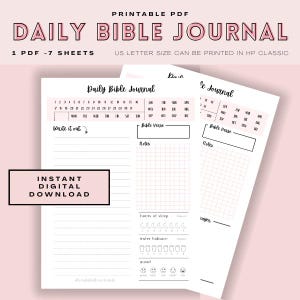 Daily Bible Journal Printable | Scripture Study PDF | Christian Planner Page | Digital Faith Journal