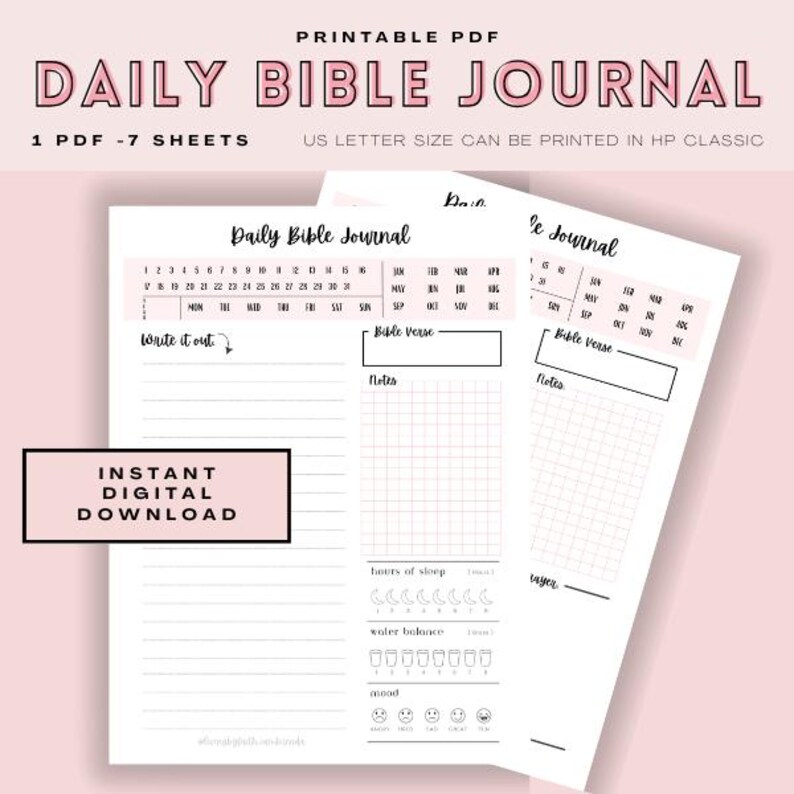 Daily Bible Journal Printable | Scripture Study PDF | Christian Planner ...