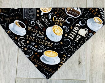 Coffee Dog Bandana | Coffee Cat Bandana | Over the Collar Dog Bandana | Over the Collar Cat Bandana