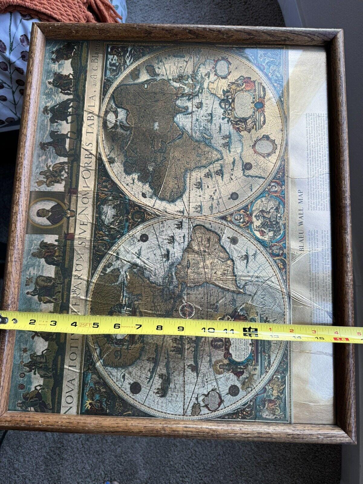 Vtg MCM Framed Gold Foil Blaeu Wall Map Willem Janszoon Vtg MCM Framed Gold Foil Blaeu Wall Map Willem Janszoon