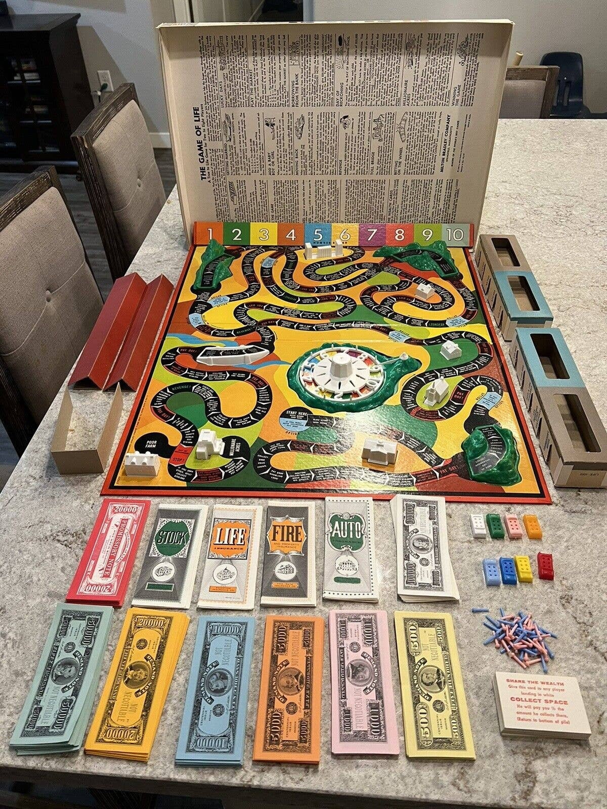 Vintage The Game Of Life Board Replacement Parts/Pieces Only, 1960