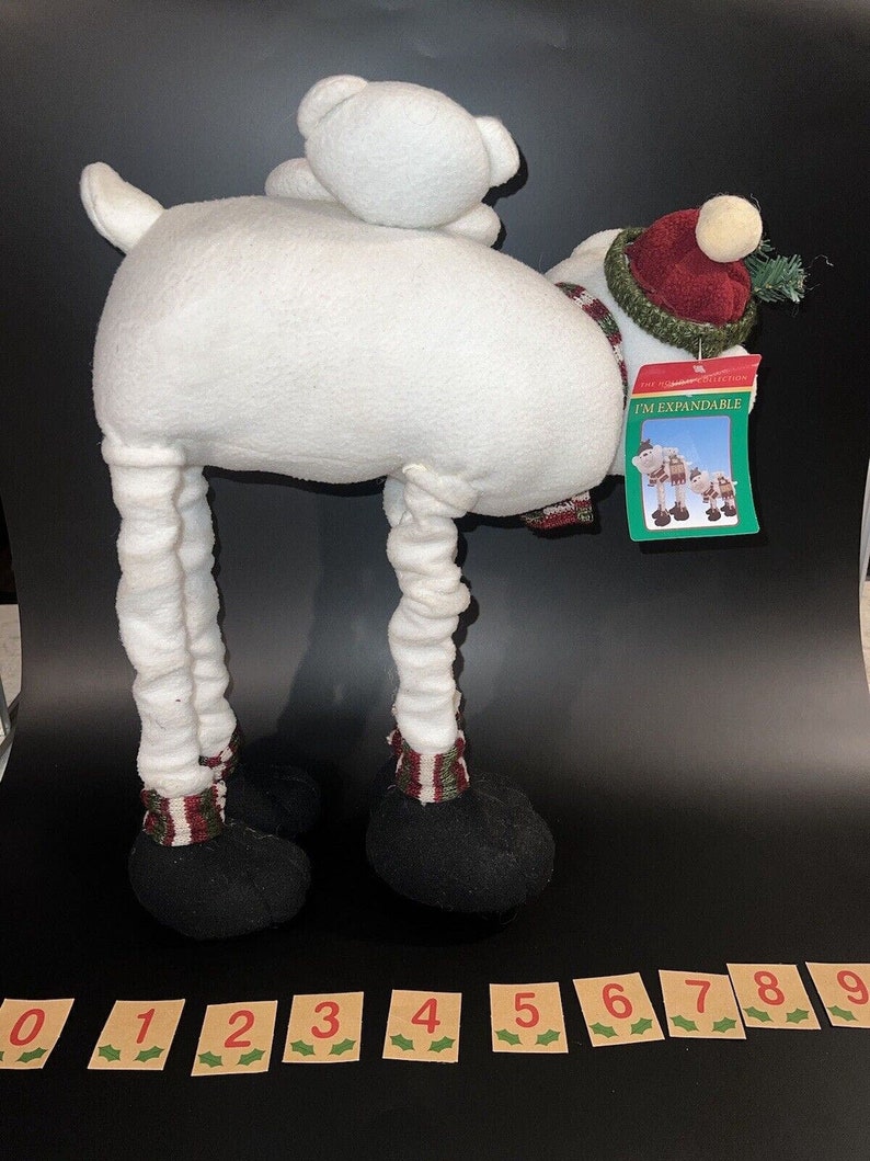 Vtg Polar White Bear &Baby Plush Calendario de Adviento de Navidad Cuenta regresiva imagen 3