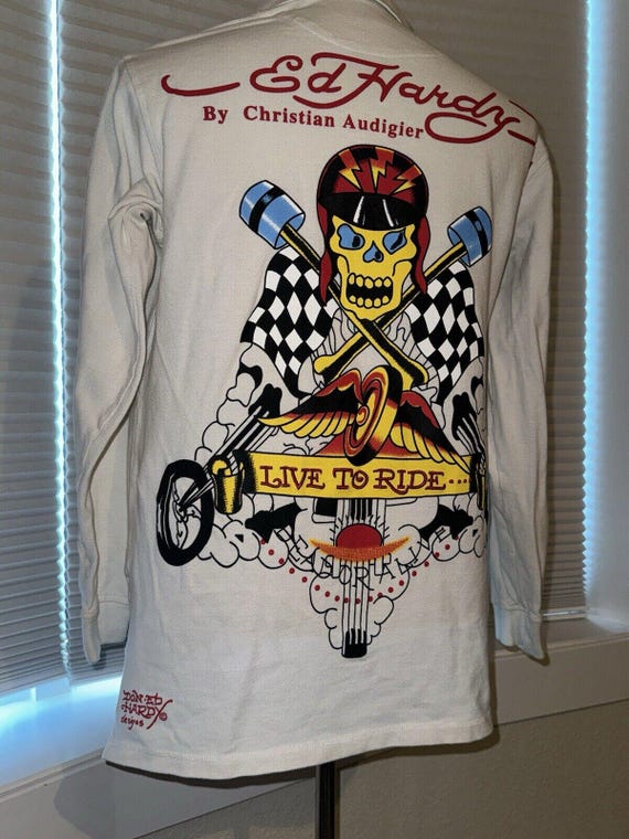 Ed Hardy Long Sleeve Dress Shirt Men's Large Polo Live to