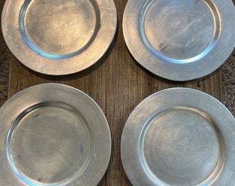 4 Vintage Ceramic Metallic Silver 12.5&quot; Charger Plates *Made In Italy* Holiday