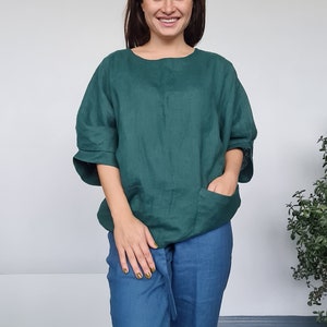 Linnen tuniek met zakken Losse zwangerschapsjurk grote maten strandkleedjes Oversized top
