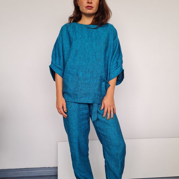 Ensemble tunique et pantalon en lin