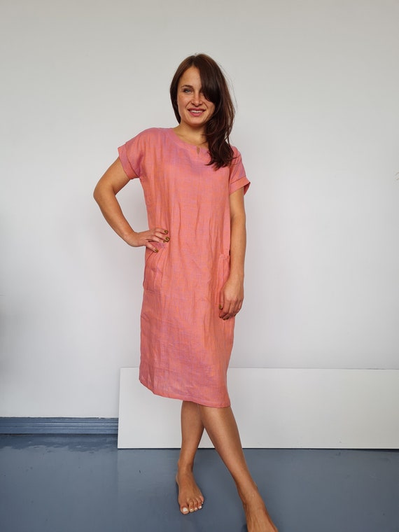 black a line shirt dress Linen Shirt A-Line Dress| Frieeah
