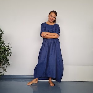 Linen dress / Drop shoulder linen dress / Linen tunic / Maxi linen dress / Maternity night dress / Linen nightgown / Summer dress