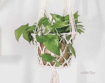 Mother's Day Gift, Spring Decor, Sale, Macrame Cotton Plant Holder, Planter, Minimalist Home Decor, Holiday Gift