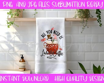Torchon à café en sublimation pour la Saint-Valentin (numérique PNG)