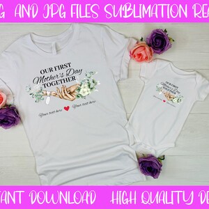 Floral Mother & Baby Hands PNG: Personalized Mother&#39;s Day Design (Digital Download)