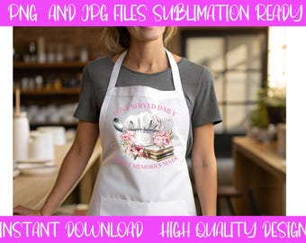 Tablier de cuisine rose en sublimation : toque de chef PNG (téléchargement numérique)