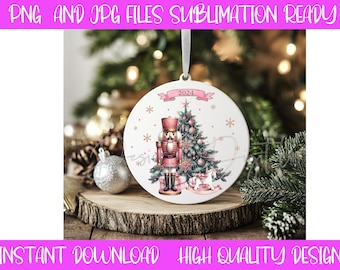 Sapin de Noël rose Casse-Noisette PNG : design par sublimation (téléchargement numérique)