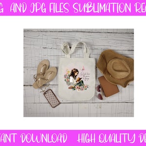 Book Lover Girl Watercolor Sublimation Designs: Library PNG (Digital Download)
