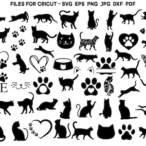 Cat SVG | Cat Cut File | Cat Silhouette | Cat Clipart | Paw Svg | Fur Svg | Cat Monogram | Cat Head Svg | Cat Face Svg | Kitten Svg | Kitty