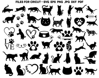 Cat SVG | Cat Cut File | Cat Silhouette | Cat Clipart | Paw Svg | Fur Svg | Cat Monogram | Cat Head Svg | Cat Face Svg | Kitten Svg | Kitty