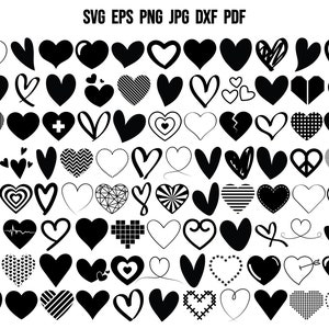 Heart Bundle SVG | Heart SVG | Valentine SVG | Heart Doodle Svg | Heart Cut File | Heart Cricut | Heart Clipart | Heart Silhouette Printable