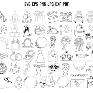Hand drawn wedding icons SVG | Wedding Timeline SVG | Wedding SVG Cut File | Wedding Art Line | Wedding Clipart | Vinyl | Decal | Cricut Png