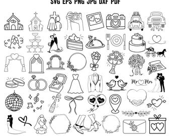 Hand drawn wedding icons SVG | Wedding Timeline SVG | Wedding SVG Cut File | Wedding Art Line | Wedding Clipart | Vinyl | Decal | Cricut Png