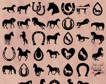 Horse SVG | Horse Silhouette | Horse Cut File | Horseshoe SVG | Horse Head Svg | Animal Svg | Horse Cricut | Horse Clipart Printable Farm