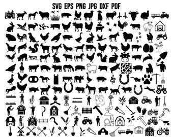 Farm SVG | Farm Animals SVG | Farmhouse SVG | Farmer Svg | Farm Cricut | Silhouette | Clipart | Farm Cut File | Animal Svg | Animal Vector