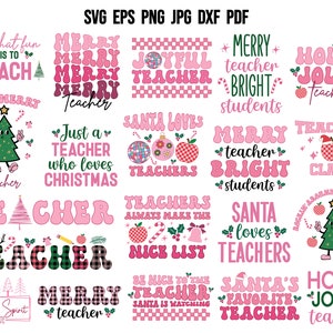 Kerst leraar SVG | Retro kerst SVG | Roze kerst SVG | Leraar shirt SVG | Leraar waardering cadeau-idee | Grappig citaat van de leraar
