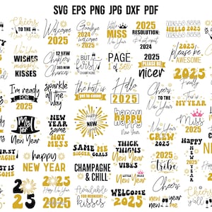 New Year 2025 SVG | Happy New Year SVG | New Year&#39;s Eve SVG | New Year Party T shirt Design | Cheers 2024 Svg | New Year Sublimation Clipart