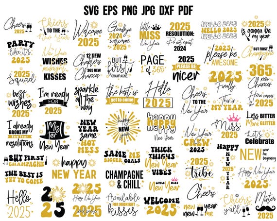New Year 2025 SVG | Happy New Year SVG | New Year's Eve SVG | New Year Party T shirt Design | Cheers 2024 Svg | New Year Sublimation Clipart