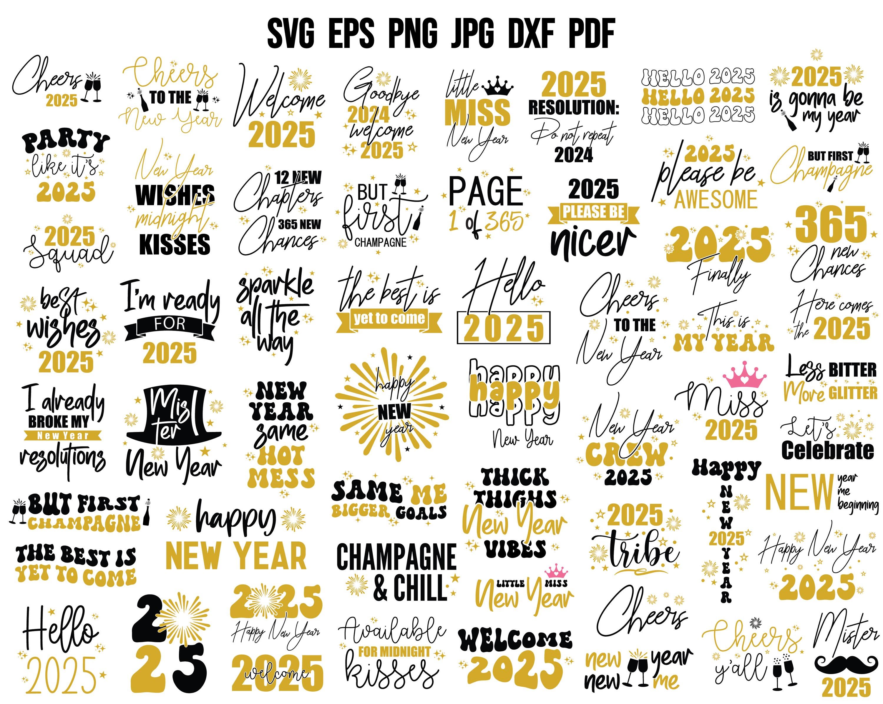 New Year 2025 SVG | Happy New Year SVG | New Year's Eve SVG | New Year Party T shirt Design | Cheers 2024 Svg | New Year Sublimation Clipart