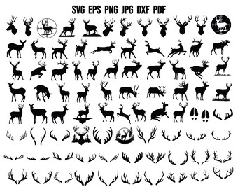 Deer Silhouette | Deer SVG | Deer Antler SVG | Deer Cricut | Deer Clipart | Deer Cut File | Deer Printable | Animal Svg | Wild Animal Svg