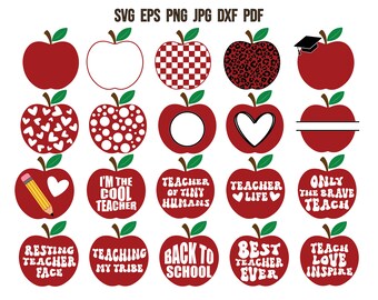 Apple SVG | Apple School SVG | School SVG | Teacher Svg | Apple Silhouette | Apple Clipart | Teacher Quote Svg | Apple Monogram Printable