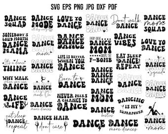 Dance SVG | Dancer SVG | Dance Mom SVG | Retro Dance T shirt | Groovy Svg | Dance Silhouette | Dance Cut File | Dance Wavy Text Printable