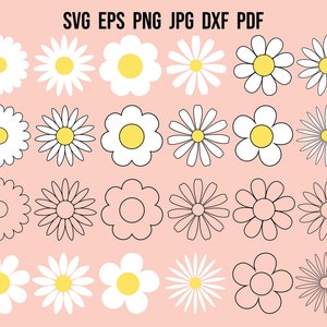 Flower SVG Daisy SVG Retro Flower SVG Daisy Clipart Daisy Silhouette Flower Silhouette Flower Clipart Groovy Svg Boho Hippie Svg Decoration