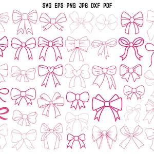 Coquette Ribbon SVG | Pink Bow Svg | Retro hair bow SVG | Ribbon Cricut | Clipart | Cut File | Hand drawn bow Svg | Bow Illustrations Vector