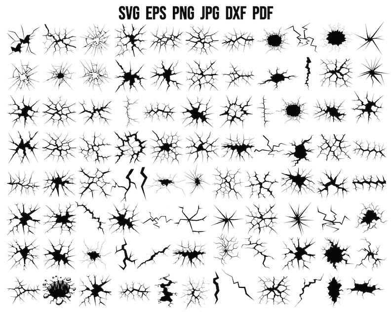 Crack SVG | Crack Silhouette | Crack Cricut | Cracked Wall SVG | Smash ...