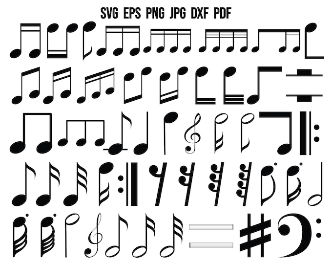 Music Notes Svg, Musical Notes Clipart, Musical Notes Cut Files for ...
