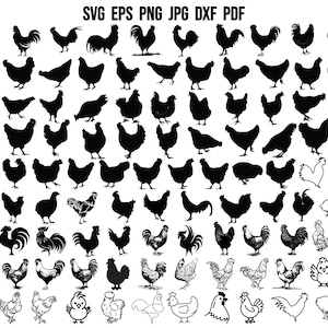 Chicken SVG | Chicken Silhouette | Chicken Cricut | Chicken Clipart | Hen Svg | Rooster Svg | Farm Svg | Farm Animal Svg | Animal Silhouette
