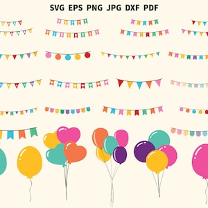 Wimpelkette Geburtstag SVG PNG | Wimpelkette SVG | Geburtstags-Party-Svg | Alles Gute zum Geburtstag | Party Dekoration | Flaggen-Svg | Banner Clipart Png
